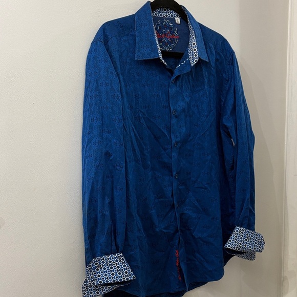 Robert Graham Blue Patterned Button Down Shirt - men’s size XL - Picture 1 of 7